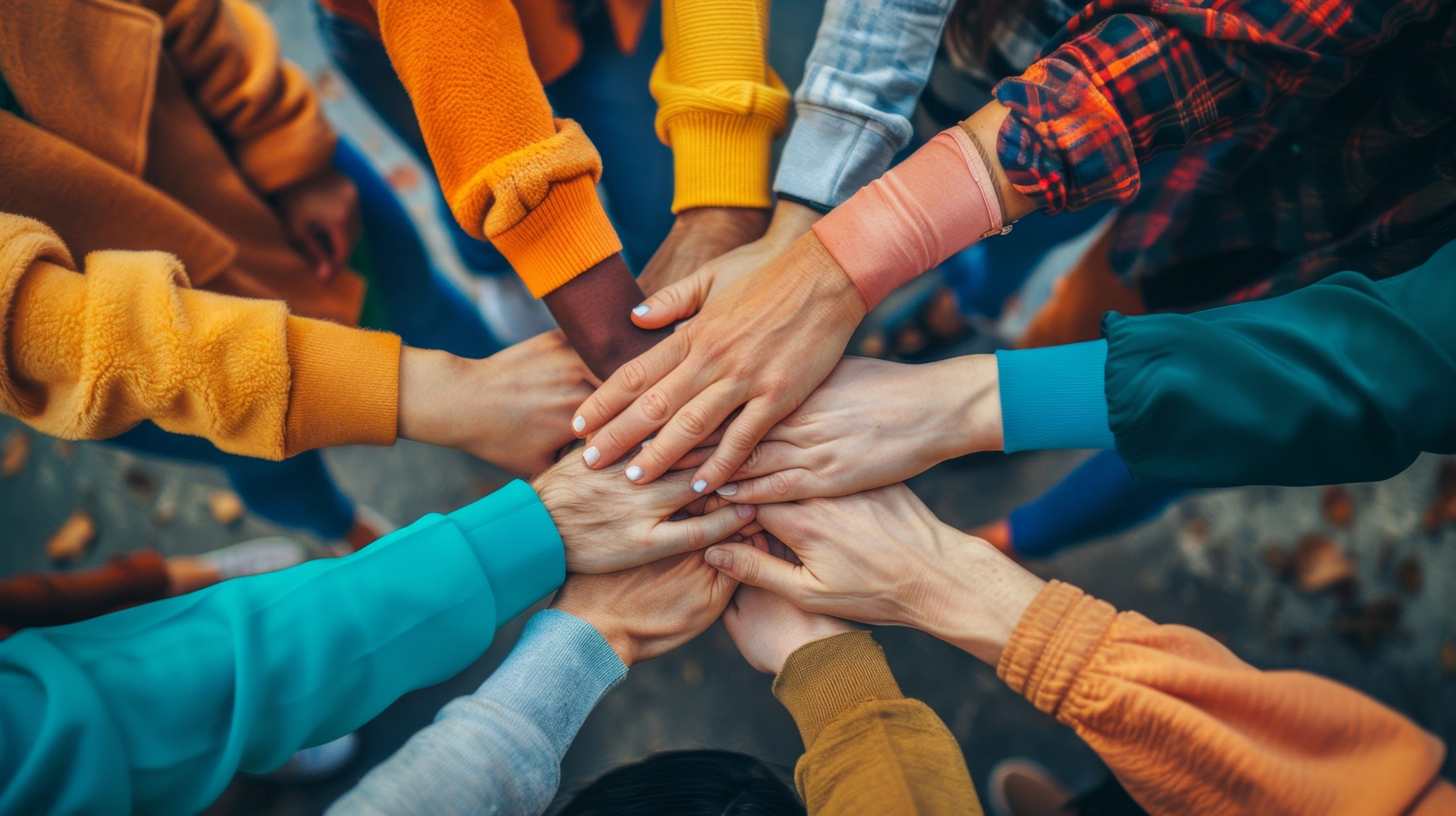 People holding hands representing Team
