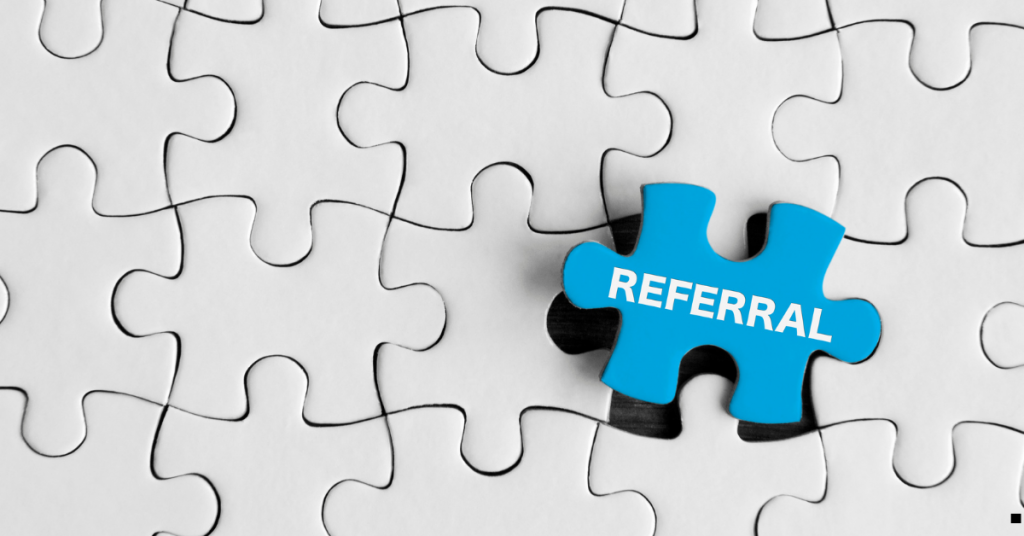 Referral white and blue puzzle