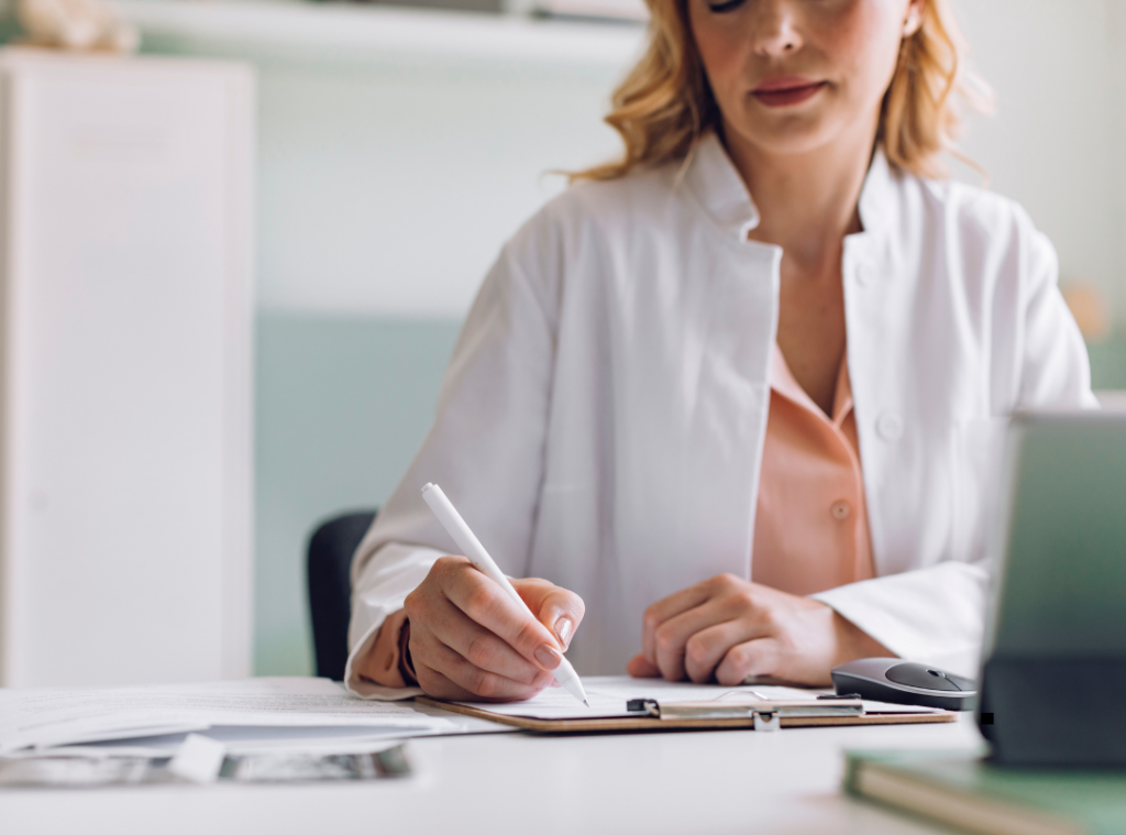 white woman referring a patient